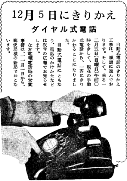 写真：昭和40（1965）年「町報きよせ」の自動式電話への切り替えをつたえる記事