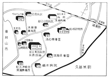 地図：「市史で候」の病院街歴史紹介シリーズ第1回と第2回で紹介した病院マップ