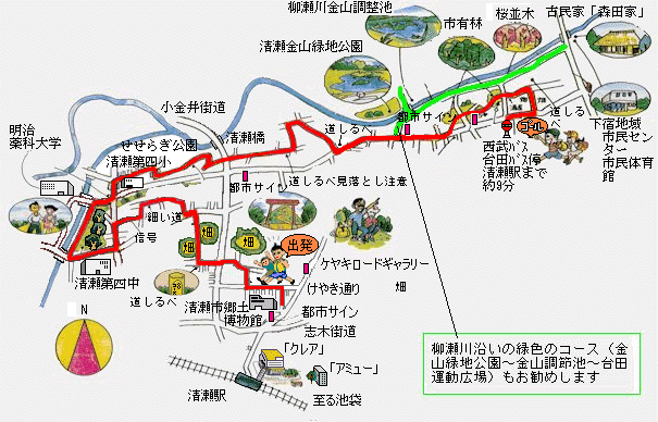 地図：空堀・柳瀬川コース