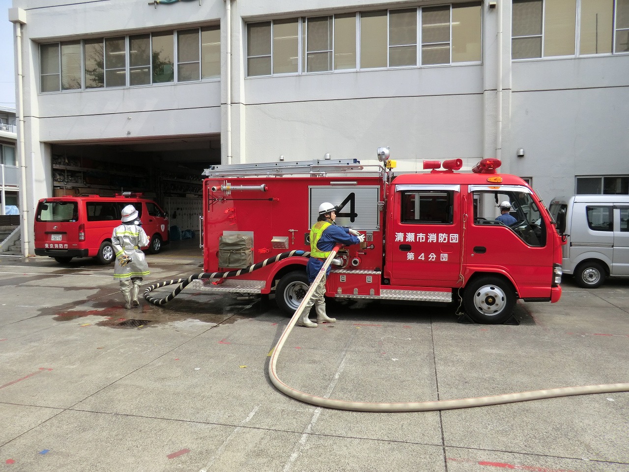 写真：清瀬消防署での機関運用訓練（第4分団）