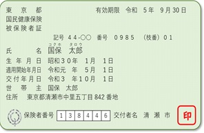 写真：国民健康保険証　見本