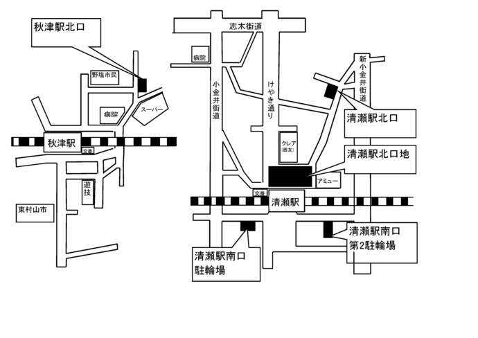 地図：有料駐輪場案内