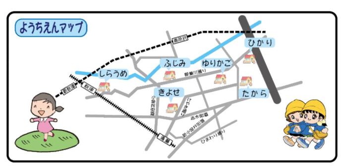 地図:清瀬市内の幼稚園