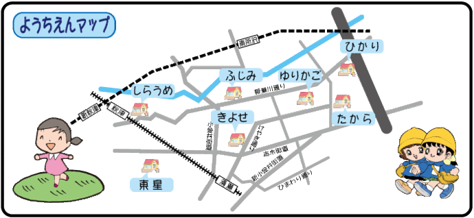 地図：清瀬市内の幼稚園