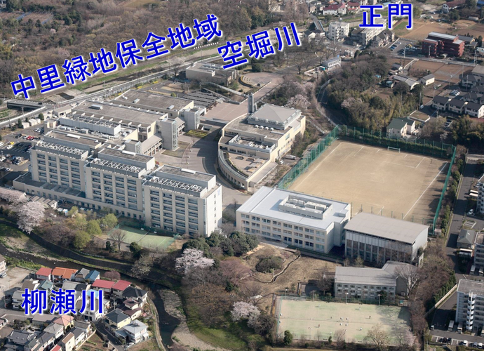 明治薬科大学の上空写真です