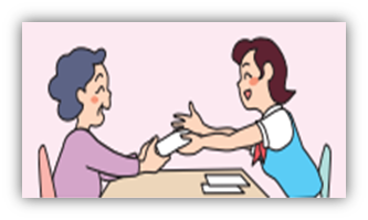 対面で契約を取り交わしている人