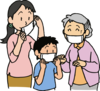 イラスト：マスクをつけている家族