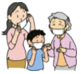 マスクを着用する家族のイラスト