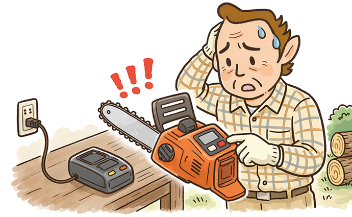 チェーンソーを使おうとして壊れていることに気が付いた