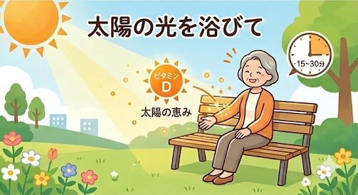 太陽の光を浴びて