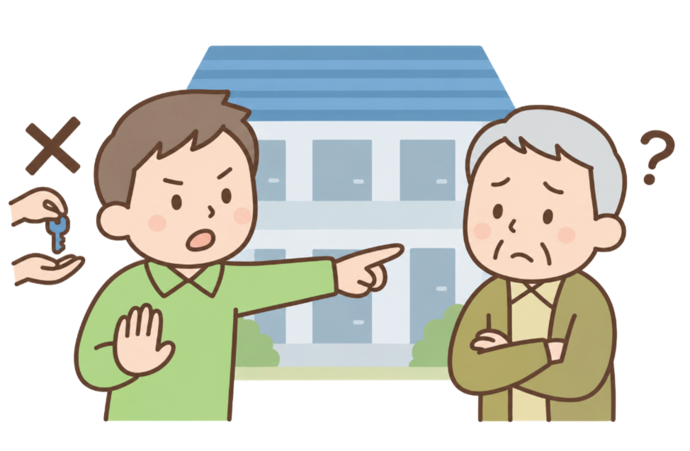 急に立ち退きお願いされて困っている男性